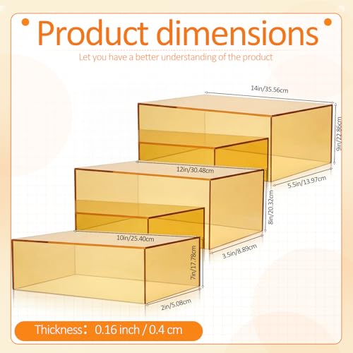 3 Pack Extra Large Acrylic Buffet Risers - 14”, 12”, 10” Gold Display Stands with Hollow Bottoms, Cube Riser Boxes Nesting for Dessert Food Catering Buffet Display Party Supplies - color: Gold, size: 14”,12”,10”