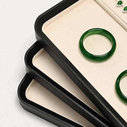 Oirlv Jewelry Display Tray for Vendors Velvet Jewelry Tray with Compartments for Rings and Bracelets(Beige) - color: Beige P21603