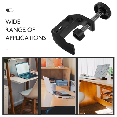 Cabilock 2pcs Aluminum C-clamps for Woodworking and Table Mounting, Small Size Desktop Workbench Clips with Screw, Universal Work C-clamps for Home Improvement and Photography Accessories
