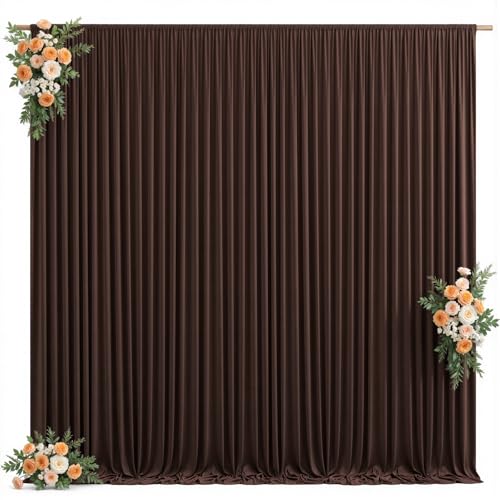 10x10ft Brown Backdrop Curtain for Wedding Parties Wrinkle Free Fabric Brown Drapes Backdrop Decoration for Baby Shower Birthday Photography Decoration 2 Panels, 5ft x 10ft - color: Brown, size: 5ft x 10ft x 2 panels