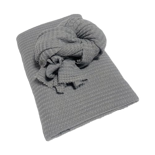 Orraphtstu Newborn Photography Wraps Backdrops Sets Baby Photoshoot Props Studio Beanbag Posing Stretch Fabric Waffle Knit for Boys Girls (Gray, Wrap with Backdrop) - color: Gray, size: Wrap with Backdrop