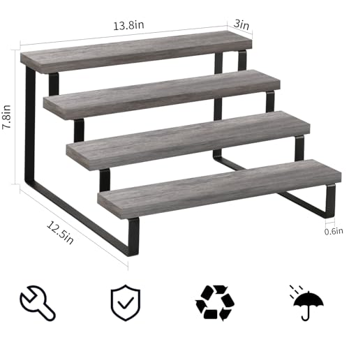 YINMIT Wooden Display Riser Stand, Tiered Perfume and Cologne Organizer Stand, 4 Tier Spice Rack Organizer, Rustic Display Shelf for Candles (4 Tier,2Pack,Grey) - color: 4 Tier,2Pack,Grey