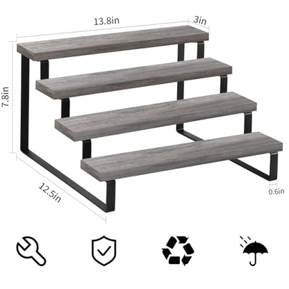YINMIT Wooden Display Riser Stand, Tiered Perfume and Cologne Organizer Stand, 4 Tier Spice Rack Organizer, Rustic Display Shelf for Candles (4 Tier,2Pack,Grey) - color: 4 Tier,2Pack,Grey