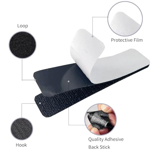 1x4 inch 20 Sets Hook and Loop Tape with Adhesive Strips ，Mounting Tape Heavy Duty Adhesion Picture Hanging Strips， for Home and Office Use,Black