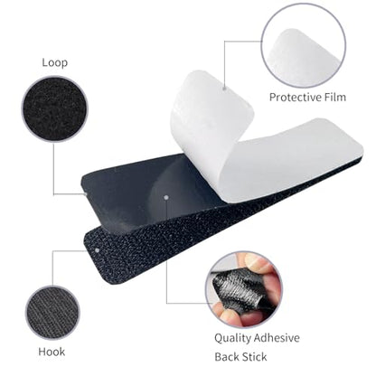 1x4 inch 20 Sets Hook and Loop Tape with Adhesive Strips ，Mounting Tape Heavy Duty Adhesion Picture Hanging Strips， for Home and Office Use,Black