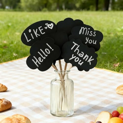 10pcs Writable Chalkboard Photo Booth Props Kit - Reusable Blank Signs with Chalk & Sticks for Wedding, Birthday, Baby Shower, Prom & Party Favors - style: Blank Photo Booth Props