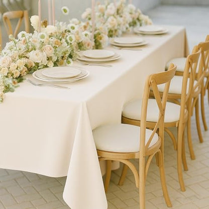 Tablecloths 60x102 Inches Textured Fabric,Natural Water Resistant Spill Proof Table Cloth Washable Small Card Folding Table Covers for Dining, Wedding and Parties，Beige - color: Beige, size: 60" x 102" (Rectangular)