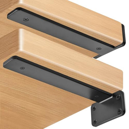 4 Pack - 10 inch Black Hidden L Shelf Bracket (1/5 Inch Thicked) Iron Floating Shelf Brackets Rustic Industrial Metal Brackets for Shelf Support - size: 10 Inch, style: Black 4 Pack