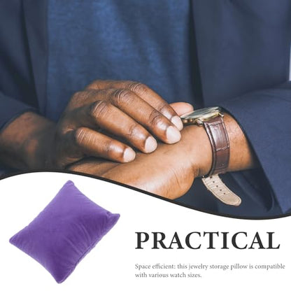 LOGOFUN 20PCS Velvet Watch Pillows Small Bracelet Display Pillows Rectangle Velvet Watch Cushions for Bangle Jewelry Storage Supplies - Purple 3.5X3.1X1.6in