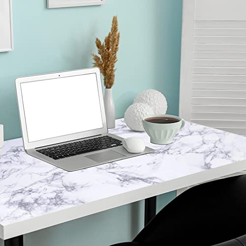 Arthome White Marble Contact Paper - Peel and Stick Wallpaper - Self-Adhesive & Removable Wall Paper for Furniture Desk, Kitchen Countertop, Cabinet, Shelf Liner, Wallcovering, (17"x240") - color: White Marble, size: 17" x 240"