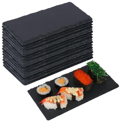 16 Pack 4 x 8 Inch Slate Cheese Boards, Black Rectangle Slate Charcuterie Boards, Natural Charcuterie Stone Plates for Parties, Gifts, and Special Events, Cheese, Sushi, Food. - size: 16 Pack 4 x 8 Inch