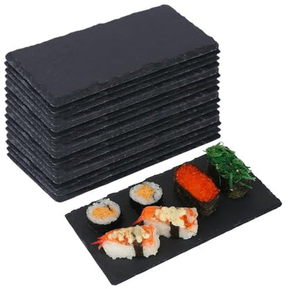 16 Pack 4 x 8 Inch Slate Cheese Boards, Black Rectangle Slate Charcuterie Boards, Natural Charcuterie Stone Plates for Parties, Gifts, and Special Events, Cheese, Sushi, Food. - size: 16 Pack 4 x 8 Inch