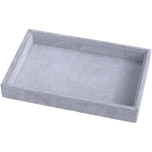9" x 5.7" Velvet Jewelry Tray Jewelry Display Tray, Stackable Empty Plate Trays for Earrings Necklaces Bracelet Rings Display Showcase - Grey - color: Grey, size: Flat Tray 9"x5.7"