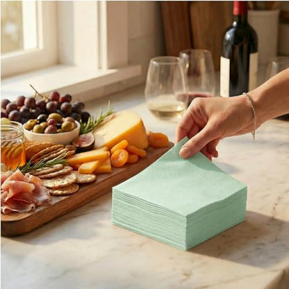 AMERICAN HOMESTEAD Cocktail Napkins - Premium 4.75"x4.75" Disposable Linen-Like Beverage Napkins - Bulk Square Party Bar Serviettes for Weddings, Parties, Events, and Daily Use - 100 Count - Pistachio - color: Pistachio, size: 4.75 x 4.75
