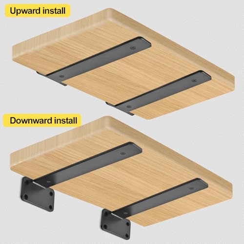 12 Pack - 10 inch Black Hidden L Shelf Bracket (1/5 Inch Thicked) Iron Floating Shelf Brackets Rustic Industrial Metal Brackets for Shelf Support - size: 10 Inch, style: Black 12 Pack