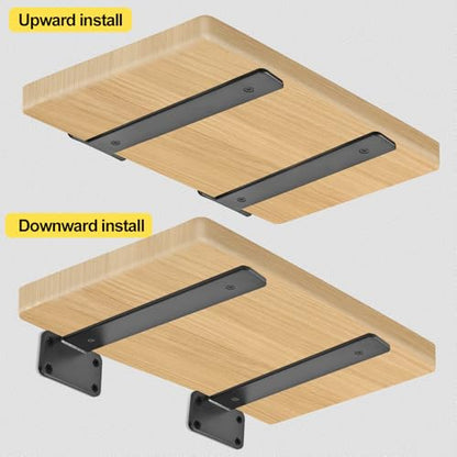 4 Pack - 12 inch Black Hidden L Shelf Bracket (1/5 Inch Thicked) Iron Floating Shelf Brackets Rustic Industrial Metal Brackets for Shelf Support - size: 12 Inch, style: Black 4 Pack