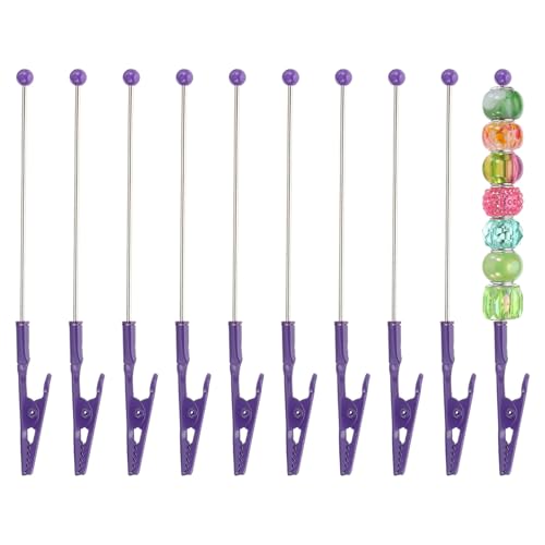 PATIKIL Long-Tailed Alligator Clamp, 10 Pcs 5.3 Inch/135mm Metal Wire Alligator Clamp Beadable Alligator Photo Clips for Picture Note Menu Memo DIY Decor Crafts, Dark Purple - color: Dark Purple