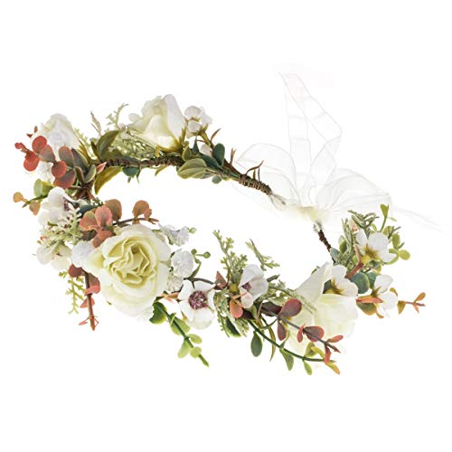 Vividsun Bridal Green Leaf flower Crown Eucalyptus Floral Headband Wedding Festivals Photo Props (C- leaf white) - color: C- leaf white