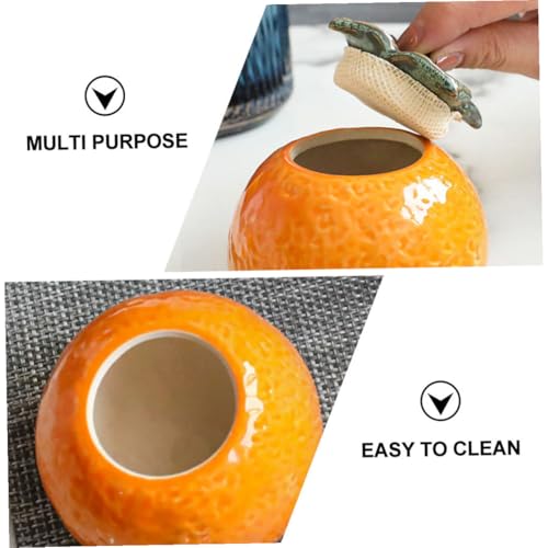 Ipetboom Orange Nordic Style Ceramic Fruit Shaped Storage Jar Tea Canister Decorative Kitchen Canister for Housewarming and Photography Props