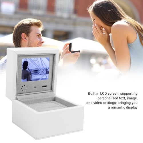 Smart Video Jewelry Box with LCD Screen, High End Personalized Ring Storage Case for Anniversaries Weddings