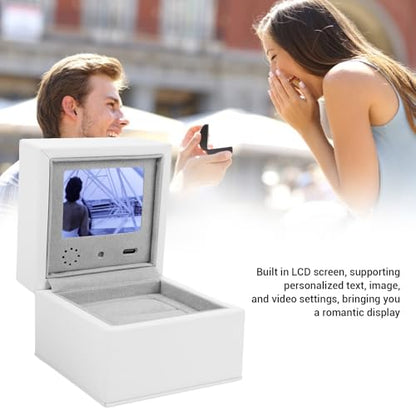 Smart Video Jewelry Box with LCD Screen, High End Personalized Ring Storage Case for Anniversaries Weddings