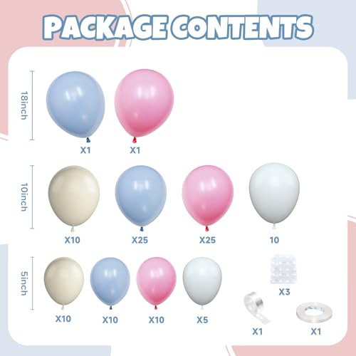 Pink and Blue White Sand Balloon Arch Kit,Boho Balloon Garland with Pink White Blue White Sand Balloons for Neutral Baby Shower Gender Reveal Bridal Valentines Day Wedding Birthday Party Decorations - color: Pink Blue
