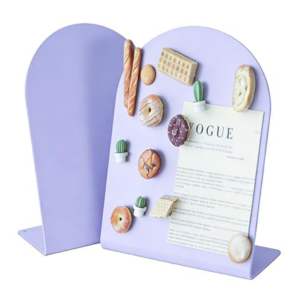 2 Pack Desk Magnetic Bulletin Board Metal Tabletop Memo Souvenir/Photos Display Board Magnet Display Stand for Home School Kitchen Office (2, Purple, ARC) - color: Purple, size: ARC