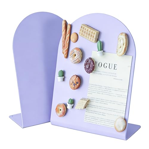 2 Pack Desk Magnetic Bulletin Board Metal Tabletop Memo Souvenir/Photos Display Board Magnet Display Stand for Home School Kitchen Office (2, Purple, ARC) - color: Purple, size: ARC