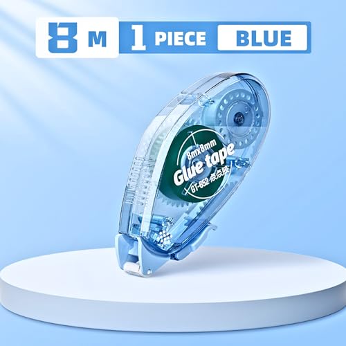 Glue Tape, Photo-Safe Acid-Free Double Sided Tape for Crafts, 26.25 ft x 0.31 in Scrapbook Tape, Scrapbook Junk Journal Supplies (Blue)