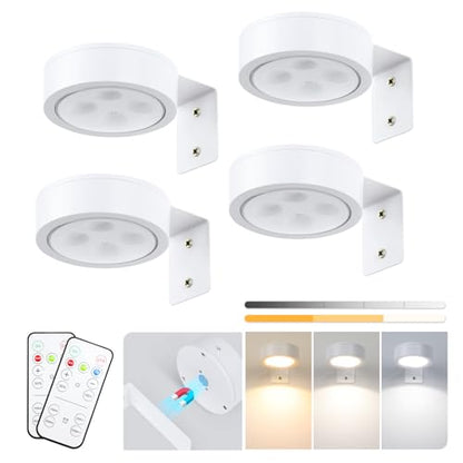 4-Pack Battery Picture Lights, Remote Painting Light for Art Disaplay,Magnetic LED Wall Picture Light, Dimmable & Timer, 3 Lighting Modes Art Display Light for Gallery Dartboard Frame Pictures, White - color: White 4 Pack