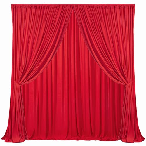 ESGOTBME 20x12ft Wrinkle Free Red Backdrop Curtain for Parties Soft Fabric Drapes Wedding Red Curtain Backdrop for Birthday Party Decorations Background for Photography 5x10ft, 4 Panels - color: Red, size: W5' x H12'(4 panels)