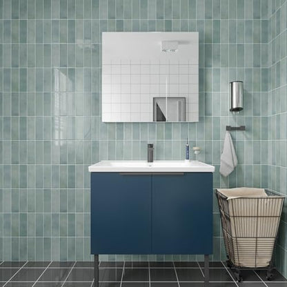 CHIHUT 16 Sheets Mint Green Peel and Stick Backsplash Tiles 12"x12" Glossy 3D Rectangular Self Adhesive Tiles for Kitchen Backsplash Removable Waterproof Renter Friendly Vinyl Backsplash Panels - color: Green, size: 16 Tiles