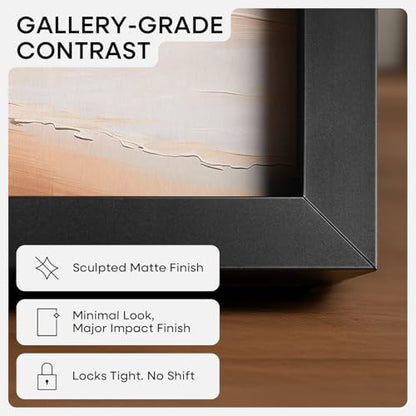 Homeforia 16 x 24 Picture Frame Black, High End Metal 24x16 Poster Frame, 16 x 24 Black Frames Matted to 12 by 18 inch Print, 24by16 Thin Frame with Mat 12x18 Photo, Tempered Glass, Wall Kit, Set of 2