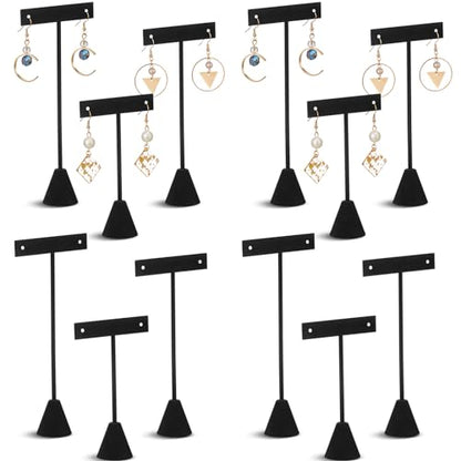 Marsui 12 Pcs Earring Display Set T Bar Earring Display Stand with 3 Heights Earrings Stand for Jewelry Vendors (Black) - color: Black