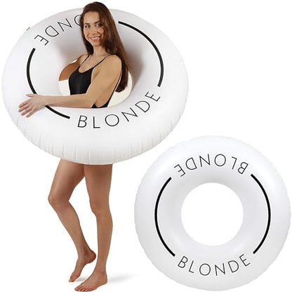 Loteli Swim Ring Float - Minimal Aesthetic Inflatable Swim Ring | Classic Prop for Party, Photo Shoot, Summer Fun & Relaxation | Durable & Easy to Inflate - color: Blonde, size: 2 Pack