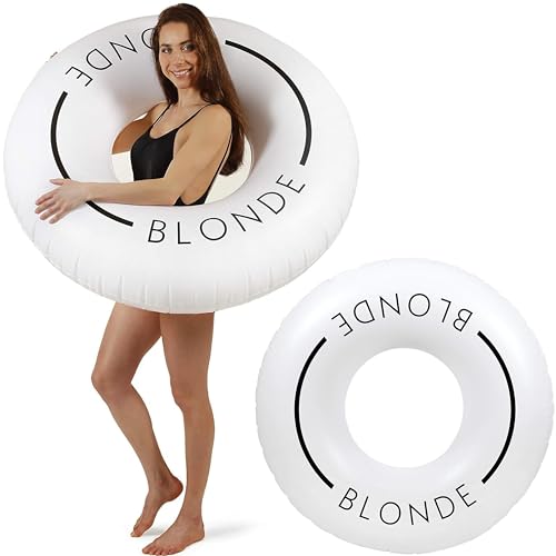 Loteli Swim Ring Float - Minimal Aesthetic Inflatable Swim Ring | Classic Prop for Party, Photo Shoot, Summer Fun & Relaxation | Durable & Easy to Inflate - color: Blonde, size: 2 Pack