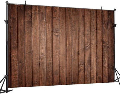 8X6FT Brown Wood Backdrop Photographers Thin Vinyl Brown Retro Wood Wall Background Cloth Seamless DH-278 - size: 8X6FT