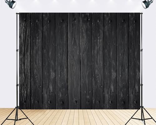 Trykid 9x6ft Black Wood Plank Texture Backdrop Rustic Timber Surface Photography Background Industrial Style Tapestry Party Decoration Photo Studio Prop Fabric - size: 9x6ft
