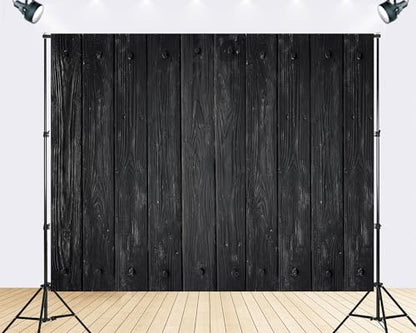 Trykid 6x4ft Black Wood Plank Texture Backdrop Rustic Timber Surface Photography Background Industrial Style Tapestry Party Decoration Photo Studio Prop Fabric - size: 6x4ft