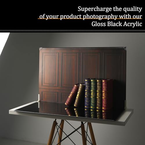 Product Photography Backdrops with Gloss Black Acrylic, 23x35in Photo Backdrop Board, 10Pcs 20Patterns Background Table Top Shooting Kit for Food, Jewelry, Cosmetics & Content Creation, MDAOCRY