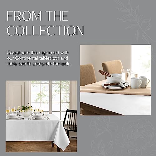 Elrene Home Fashions Continental Solid Texture Water and Stain Resistant Fabric Dining Napkins, Set of 4, 17"x17", White - color: White, size: 17" x 17" (Set of 4)