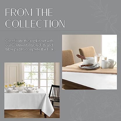 Elrene Home Fashions Continental Solid Texture Water and Stain Resistant Fabric Dining Napkins, Set of 4, 17"x17", White - color: White, size: 17" x 17" (Set of 4)