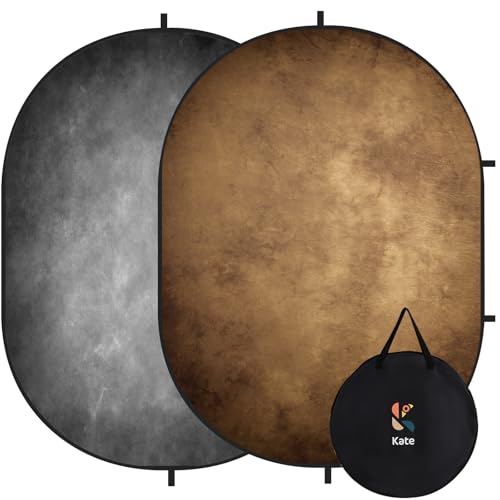 Kate 5x6.5ft Collapsible Backdrop Pop Up Photo Backdrops Grey Brown Portable Background for Portrait Photography, for Video, for Live Stream - color: CB02