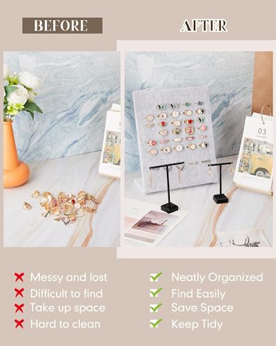 Henoyso 4 Pcs Velvet Ring Display 50 Slots L-Shaped Ring Display Stand Tray Holder for Selling Earring Jewelry - color: Grey