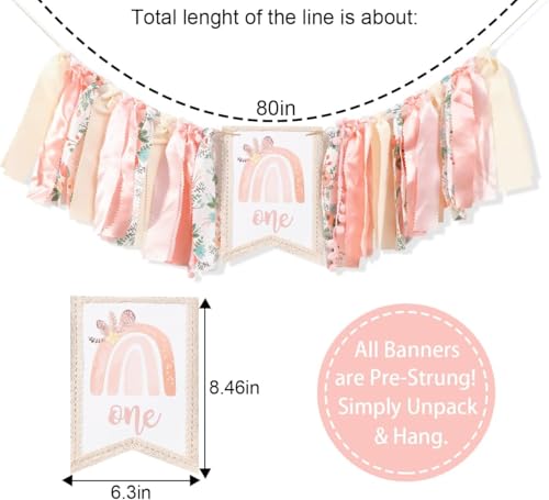 Boho Rainbow 1st Birthday High Chair Banner for Girls - Bohemian Rainbow Theme One Party Decorations Supplies,First Birthday Photo Props