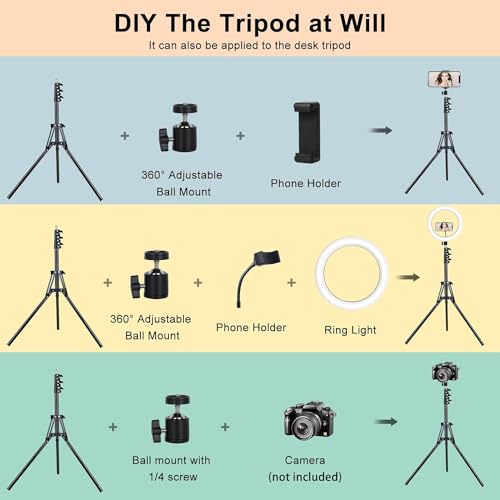 10.3" Selfie Ring Light with Stand and Phone Holder, 73" Tripod, 96 RGB Lighting Modes, Remote for iPhone &Android Camera. LED Halo Light for Photo, Video Recording, TikTok. Circle Ringlight Dimmable - size: 10.3 inch - 29 RGB Lighting Modes