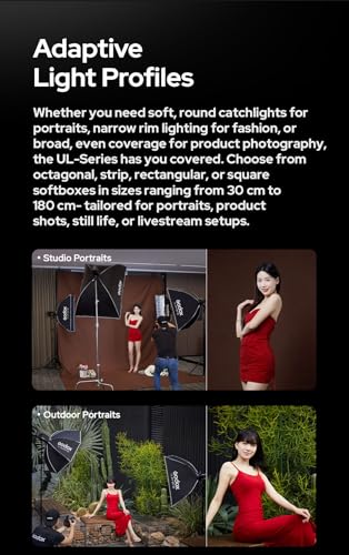 Godox Softbox UL-Octa90 35.4"/90cm Octagonal Softbox, Quick Release Umbrella Design Bowens Mount with Diffusers, Grid & Deflector Plate, for Studio & Video Lighting - size: Octa 90cm (35.4")