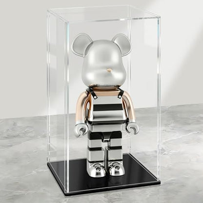 LANSCOERY Acrylic Display Case, 6x6x12 in, Upgraded Thickened UV-Resistant Showcase, 98% Clarity Dustproof Box with Glossy Black Base for Action Figures, LEGO & Models, Includes Scraper & LED Light - color: Black, size: 6x6x12inch; 15x15x30cm