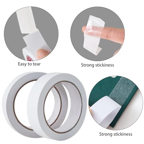 1" 2 Rolls Double Sided Adhesive Sticky Tape for Arts, DIY, Card Making, Crafts, Photography, Scrapbooking, Gift Wrapping, Office School Stationery Supplies, Home Supplies (Width: 25mm) - size: 1 in