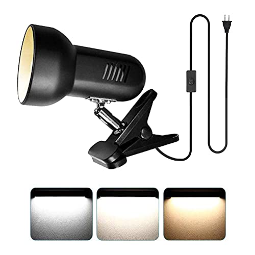 LED Clamp Work Lamp, 5W 360° Rotatable Head, Ultra Bright Work Bench Light, Desk Lamp with Clip,3 Color Temperature Modes, 4.9ft Plug & Play Cord (Black)…